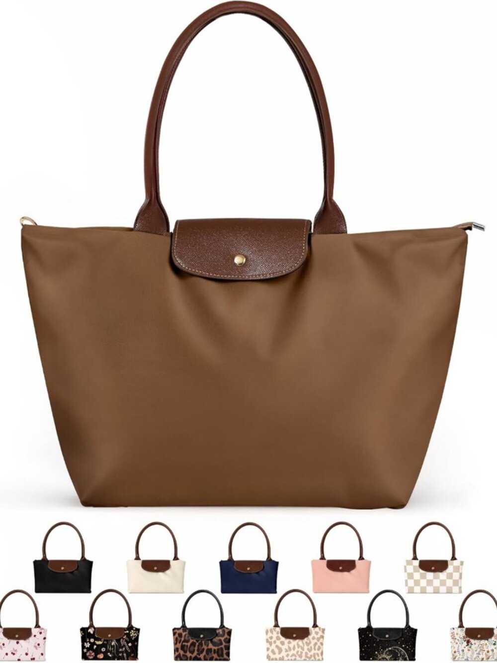 Aesthetic Foldable Nylon Tote Bag for Women - Stylish Zipper Handbag